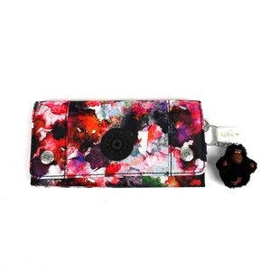 Kipling RUBI Snap Wallet Polyester Brush‎ Strokes Colorful Brand New With Monkey